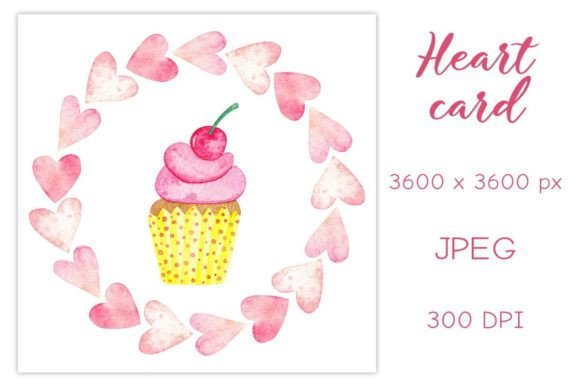 Download Watercolor Sublimation Hearts &amp; Cupcake - Watercolor Collection