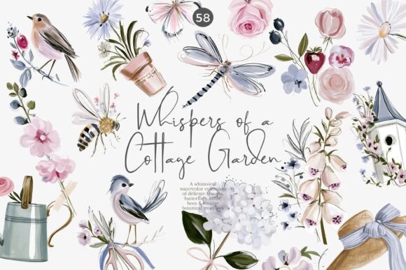 Download Cottage Garden Watercolor Clipart - Watercolor Collection