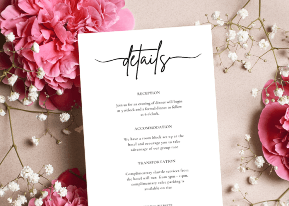 Download Printable Wedding Details Card Template - Wedding Collection