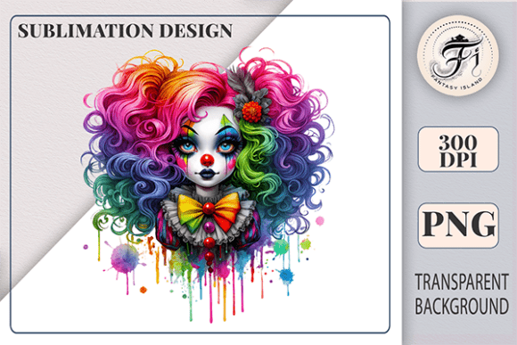 Download Watercolor Gothic Clown Sublimation PNG - Watercolor Collection
