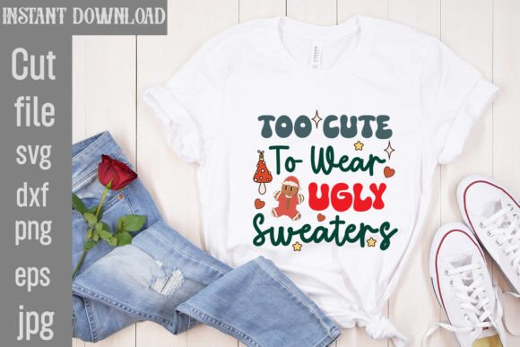 Download Too Cute to Wear Ugly Sweaters Retro PNG - Retro png Collection