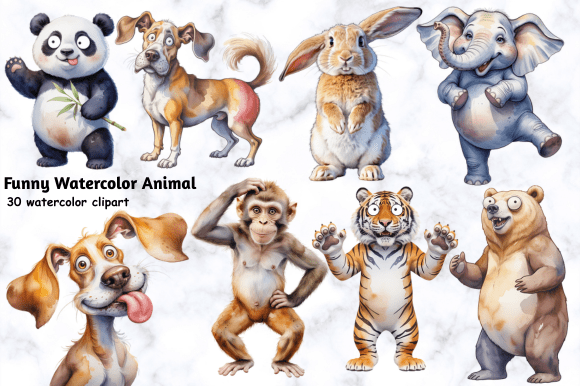 Download Funny Watercolor Animal PNG Bundle - Watercolor Collection