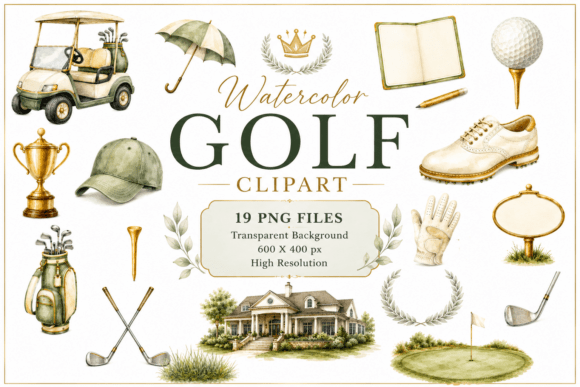 Download Watercolor Golf Clipart, Golfing Bundle - Premium Resources