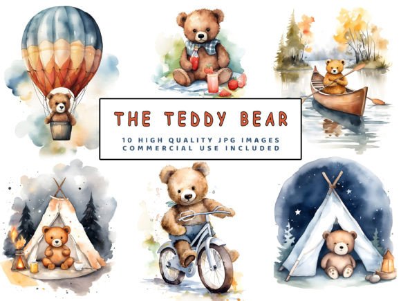 Download 10 Whimsical Watercolor Teddy Bear - Watercolor Collection