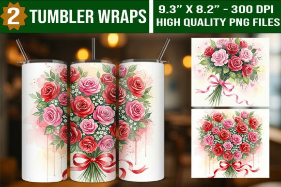 Download Watercolor Valentine Rose Tumbler Wraps - Watercolor Collection