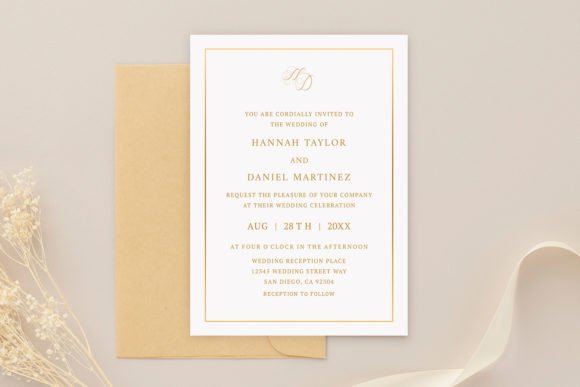 Download Simple Elegant Gold Wedding Invitation - Wedding Collection