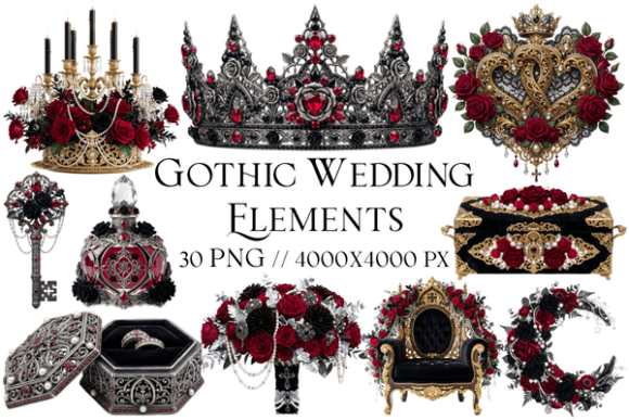 Download Gothic Wedding Elements Clipart - Wedding Collection