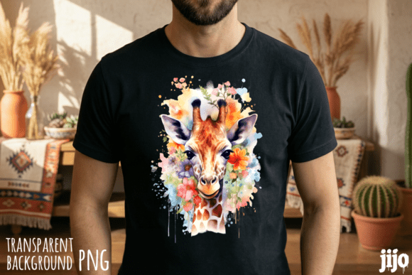 Download Giraffe Floral Watercolor Animal PNG - Watercolor Collection