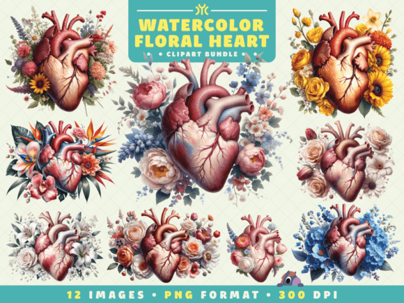 Download Watercolor Floral Heart Clipart - Watercolor Collection
