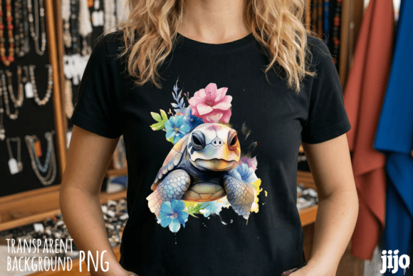 Download Turtle Floral Watercolor Animal PNG - Watercolor Collection