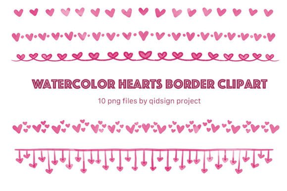 Download 10 Watercolor Hearts Border Clipart - Watercolor Collection