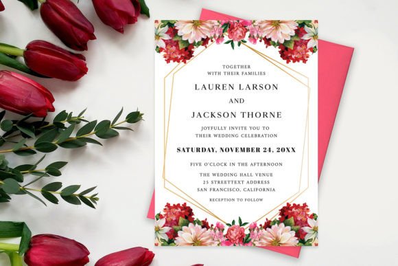 Download Red and Pink Flowers Wedding Invitation - Wedding Collection