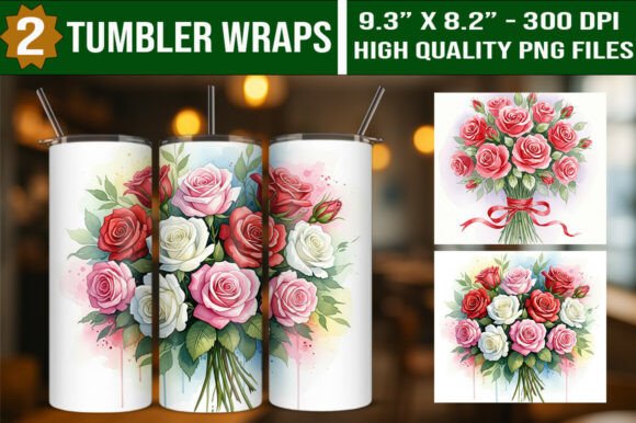 Download Watercolor Valentine Rose Tumbler Wraps - Watercolor Collection