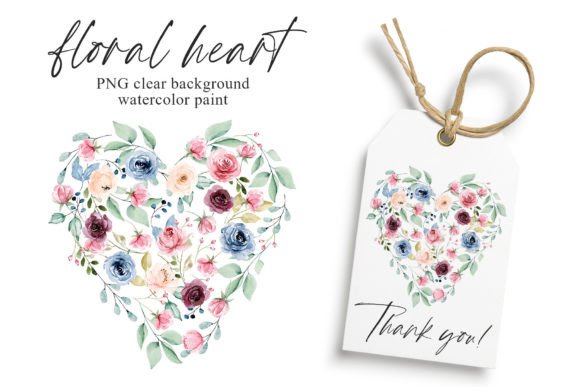 Download Floral Heart with Watercolor Flowers PNG - Watercolor Collection