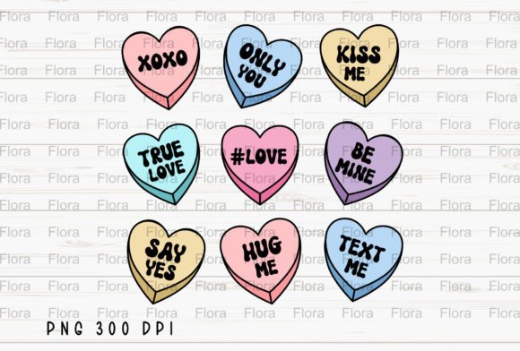 Download Valentines Conversation Hearts Retro PNG - Retro png Collection