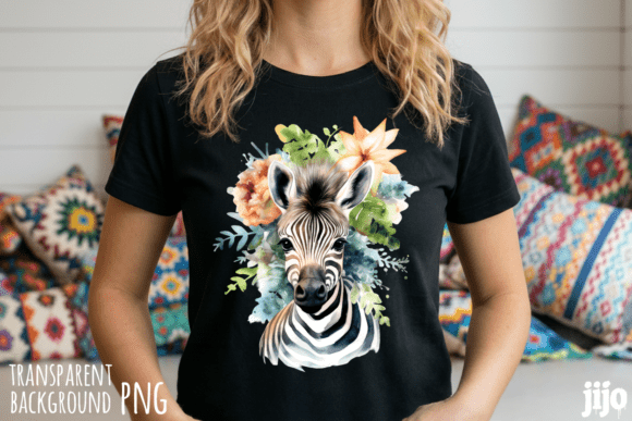 Download Zebra Floral Watercolor Animal PNG - Watercolor Collection