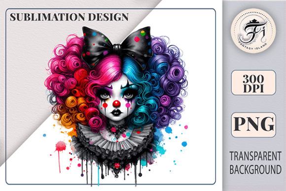 Download Watercolor Gothic Clown Sublimation PNG - Watercolor Collection