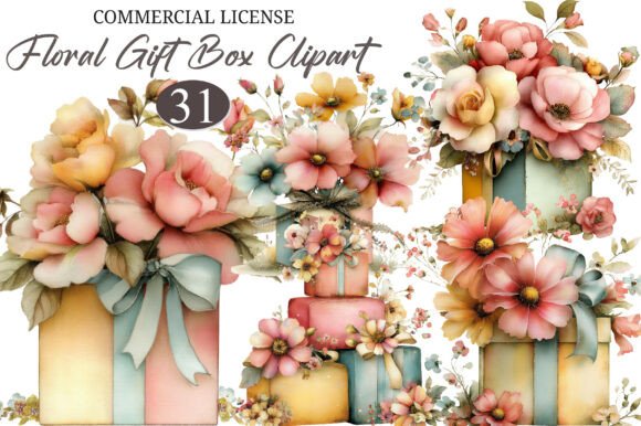 Download Watercolor Floral Gift Box Clipart - Watercolor Collection