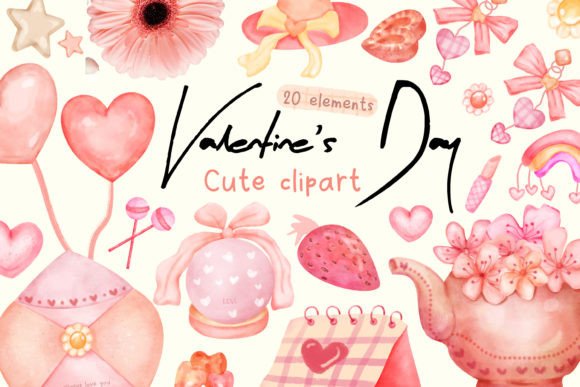 Download Cute Valentine Clipart Watercolor PNG - Watercolor Collection