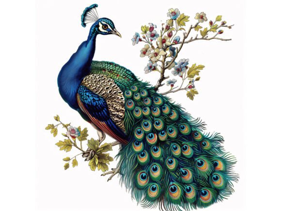 Download 8 JPG Peacock Floral Watercolor Set - Watercolor Collection