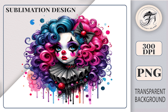 Download Watercolor Gothic Clown Sublimation PNG - Watercolor Collection