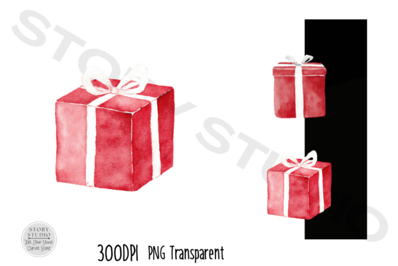 Download Watercolor Red Gift Box Clipart Set - Watercolor Collection