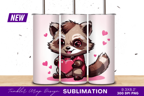 Download Cute Raccoon Holding Heart Love Tumbler - Heart love Collection