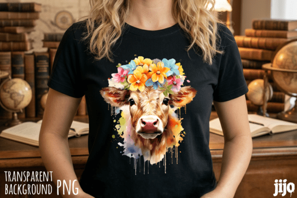 Download Cow Flowers Watercolor Animal PNG - Watercolor Collection