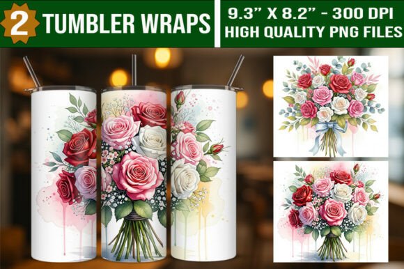 Download Watercolor Valentine Rose Tumbler Wraps - Watercolor Collection