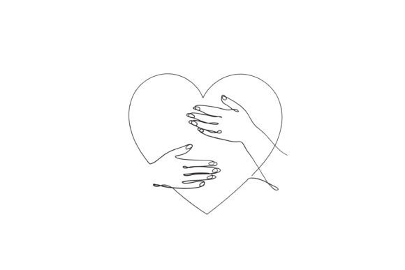 Download Hand Holding Heart Love Continuous Line - Heart love Collection