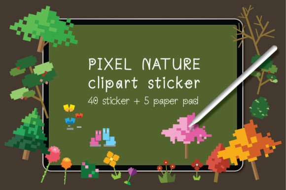 Download Pixel Nature Clipart Sticker - Premium Bundle