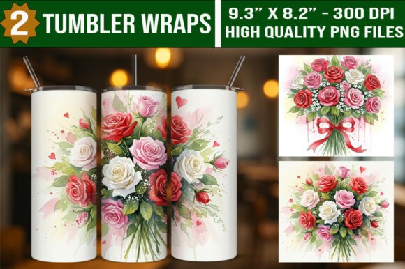 Download Watercolor Valentine Rose Tumbler Wraps - Watercolor Collection