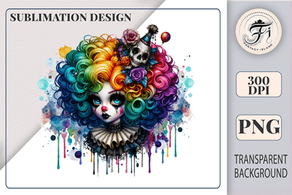 Download Watercolor Gothic Clown Sublimation PNG - Watercolor Collection