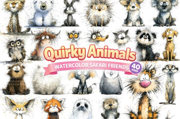 Download Quirky Watercolor Animal PNG Bundle - Watercolor Collection
