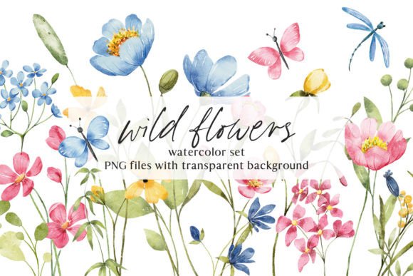 Download Wild Flowers, Watercolor Clipart, PNGю - Watercolor Collection