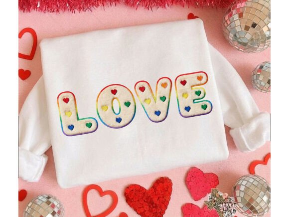 Download LOVE Rainbow Faux Yarn Valentine Tshirt Png - Tshirt Collection