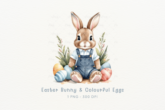 Download Watercolor Easter Bunny &amp; Colourful Eggs - Watercolor Collection
