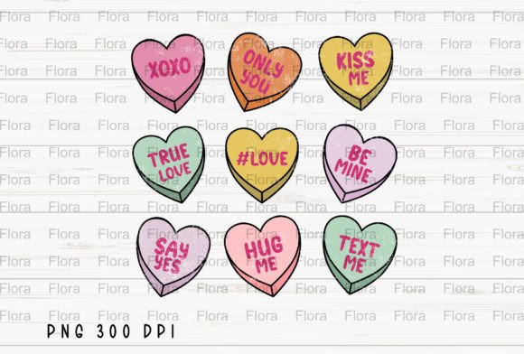 Download Valentines Conversation Hearts Retro PNG - Retro png Collection