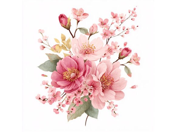 Download 12 JPG Pink Floral Watercolor Set - Watercolor Collection