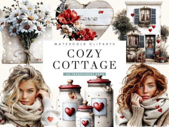 Download Watercolor Cozy Love Cottage Clipart - Watercolor Collection